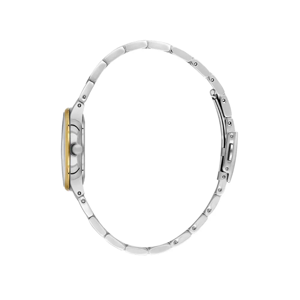 Daniel Klein Diamond Silver and Gold Sunray Dial Stainless Steel Watch for Women, DK.1.14136-4