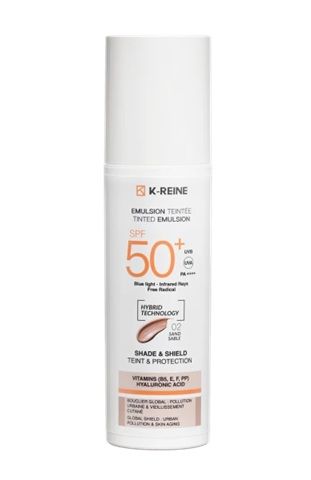 K-riene Tinted Sunscreen Cream SPF 50, Broad-Spectrum Protection with Skin Tone Perfecting Glow, 50ml