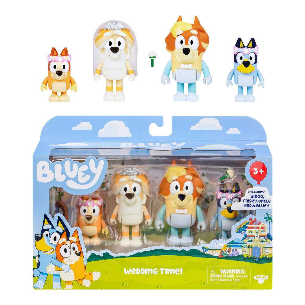 Bluey Wedding Time Figure Set (7.62cm, Pack of 4), 3+ years