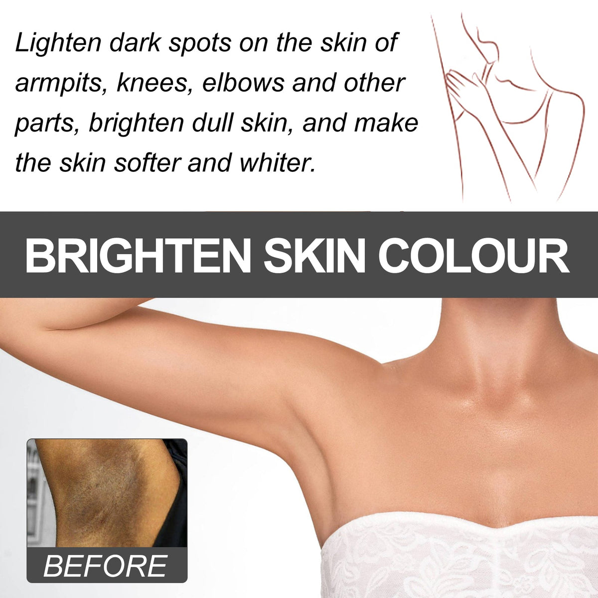 Brightening Skin Cream for Moisturizing, Dark Spot Repair, Fade Armpit and Elbow, Even Skin Tone ,60g