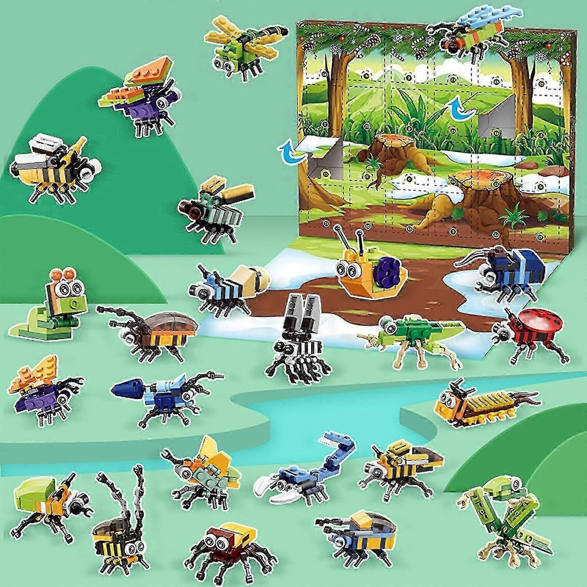 24-Day Christmas Advent Calendar - Animal Building Blocks Countdown Toy for Kids Holiday Gifts