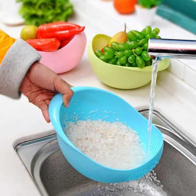 Rice Washing Filter Strainer Basket - Multi-Function Fruit & Vegetable Drainer Bowl for Kitchen Use