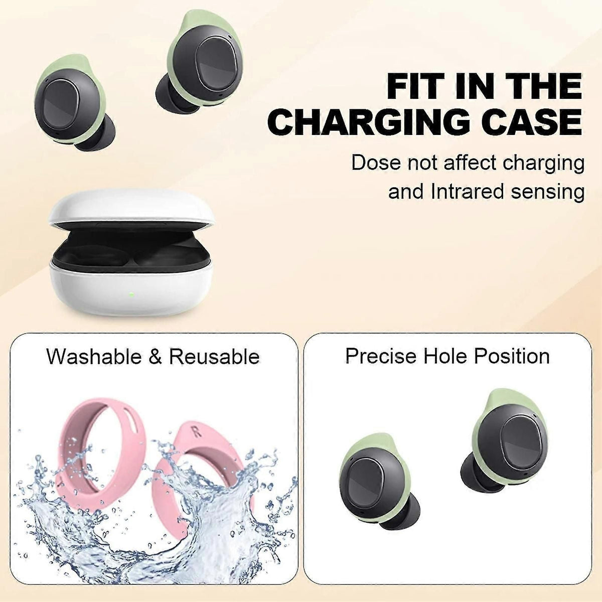 5 Pairs Silicone Replacement Ear Tips Wingtips for Samsung Galaxy Buds FE 2023 Soft Elastic Noise Cancelling Earbuds Accessories