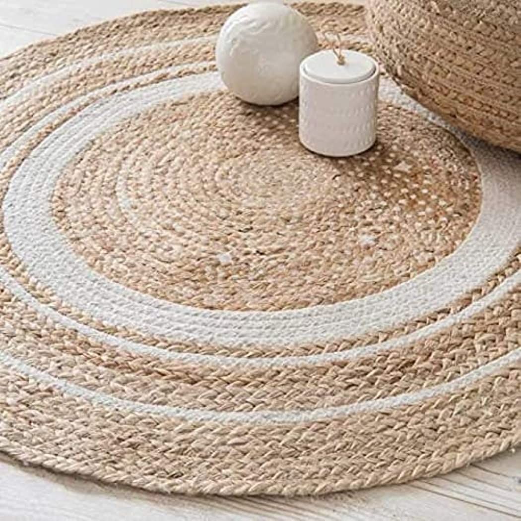 AIESY®  Beautiful Handwoven Jute Reversible Round Rug