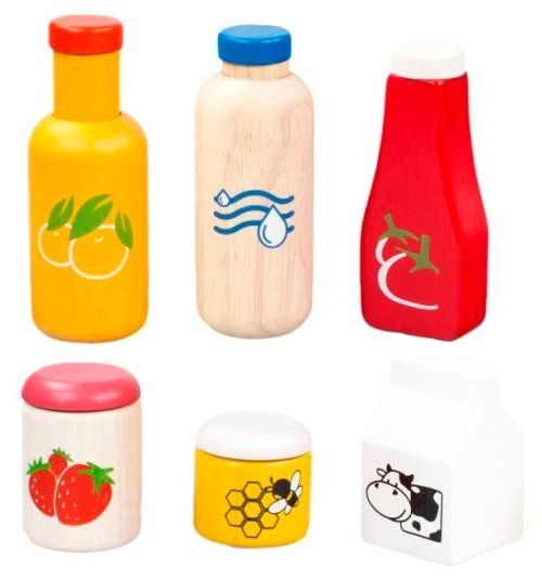 PlanToys Food & Beverage Set — Wooden Pretend Play Food