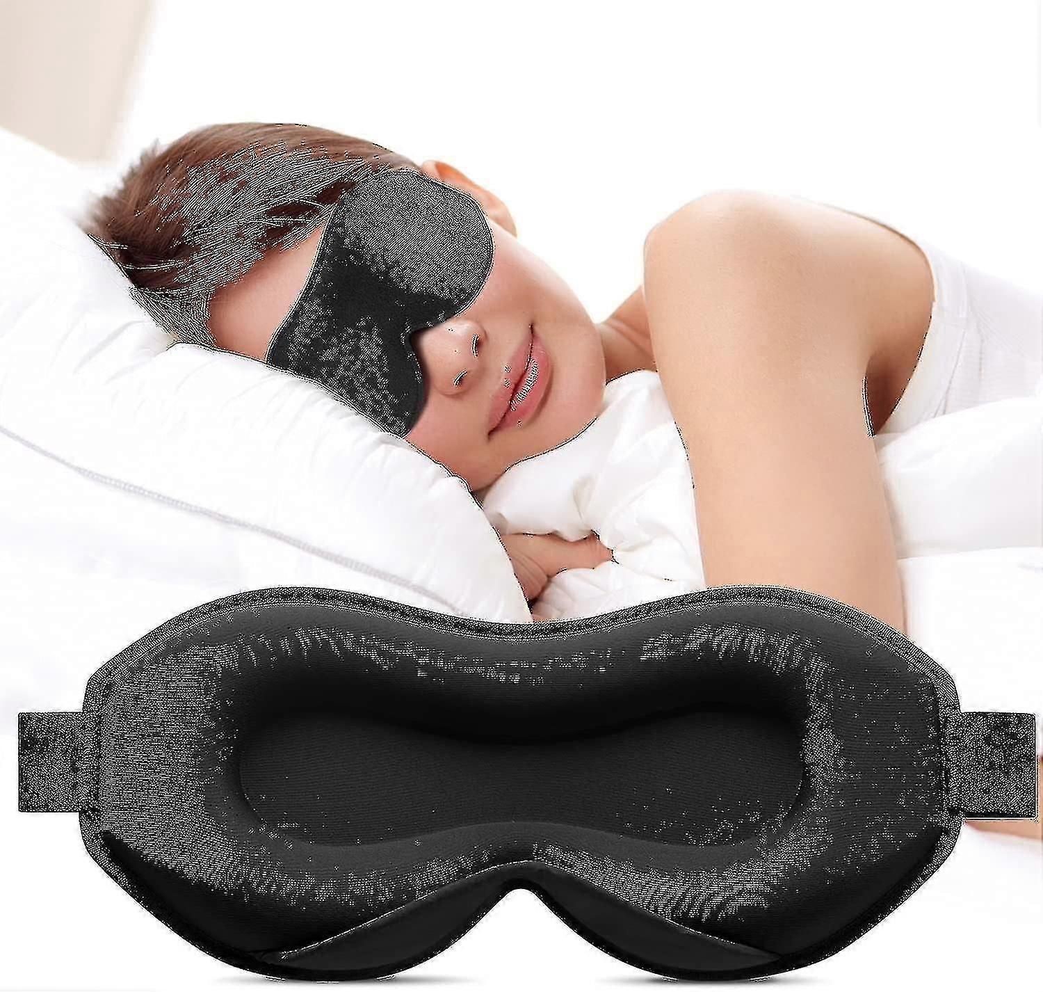 100% Silk Sleep Mask with Adjustable Band - 3D Contoured Blackout Eye Cover for Side Sleepers, Travel & Yoga (Men & Women)
