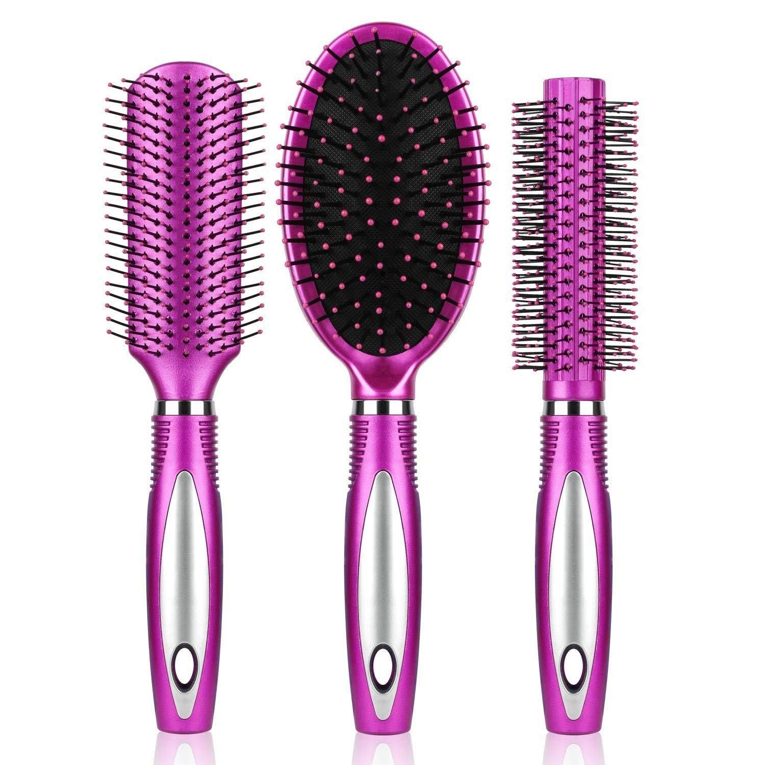 3Pcs Detangling Hair Brush Set with Air Cushion Massage