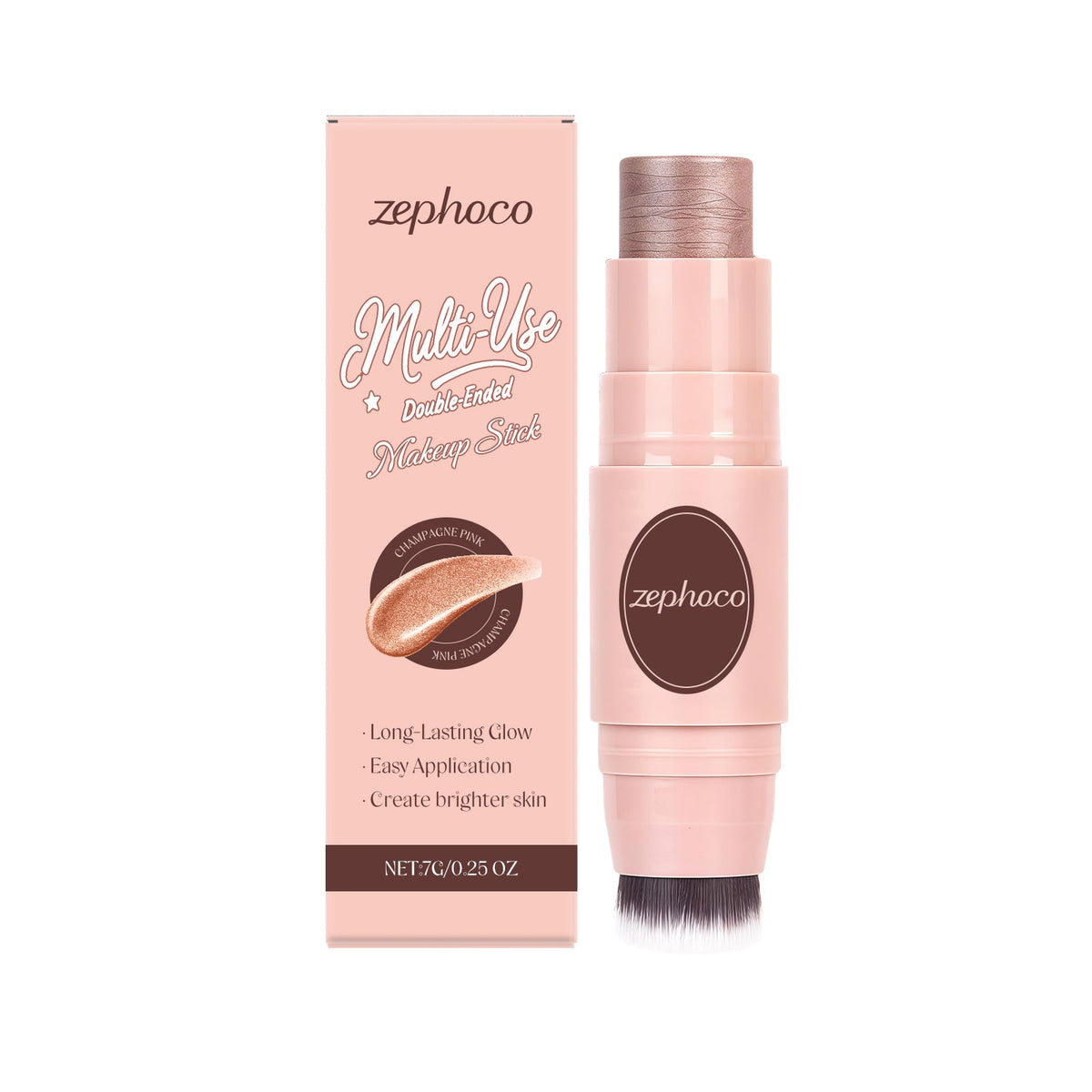 Champagne Powder Double-Headed Makeup Stick, Brighten & Contour, Long-Lasting, Moisturizing, Makeup Essential ,7g