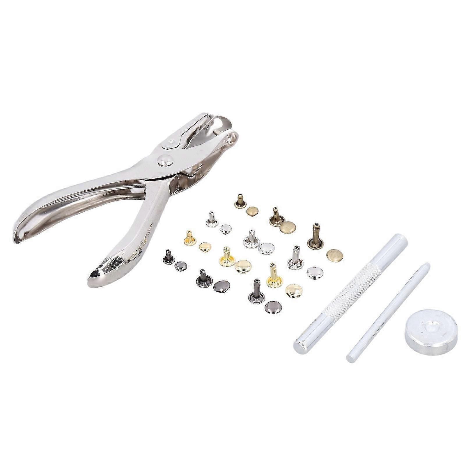 360pcs Double Cap Rivets Leather Craft Tubular Metal Studs 6mm 8mm with Punch Pliers Setting Tool for Leather DIY Projects