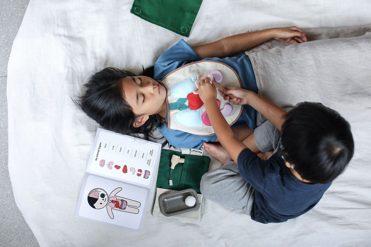 PlanToys Surgeon Play Set — Wooden Pretend Play Medical Set