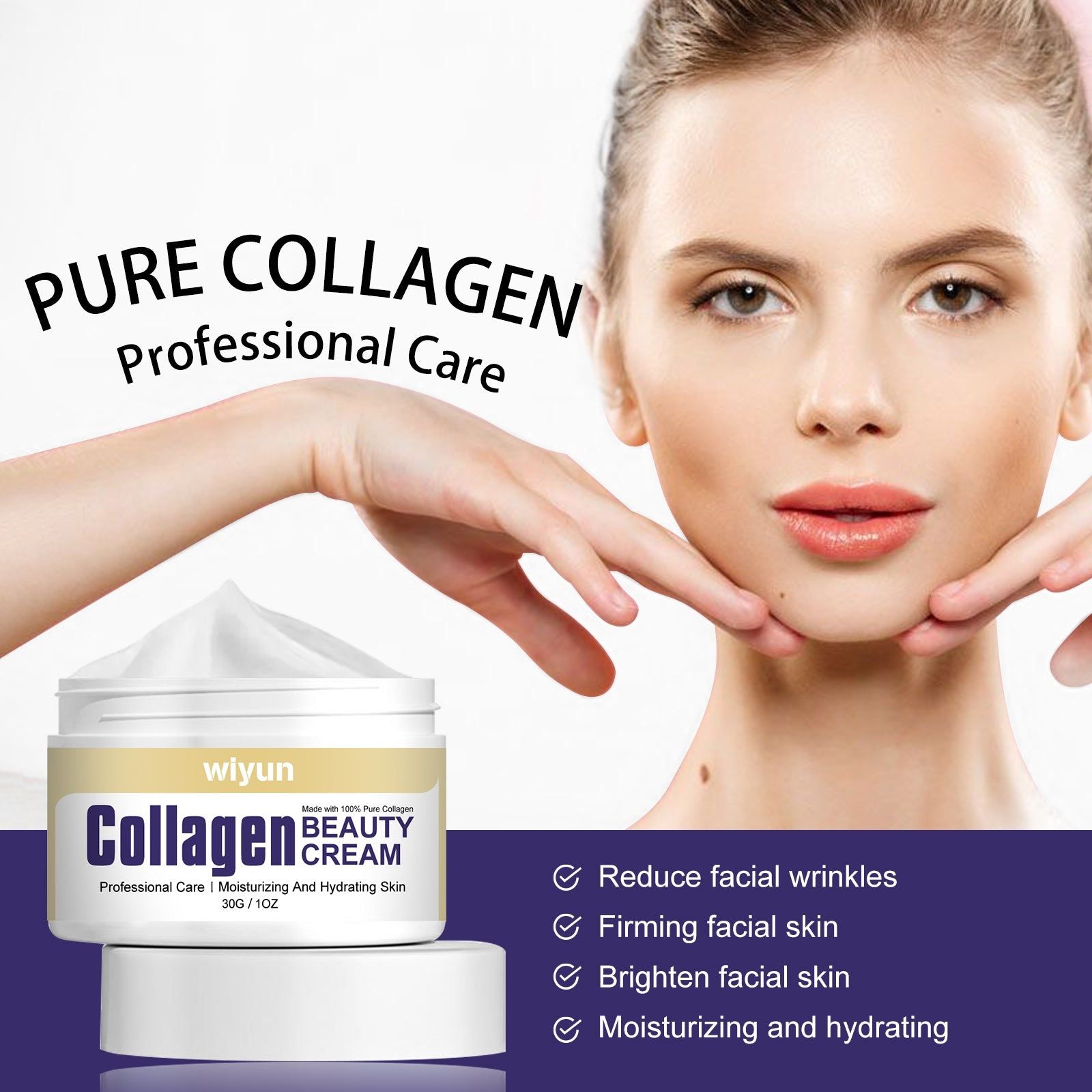 Anti-Wrinkle Firming Collagen Cream, Deep Moisturizer, Smoother Skin, Youthful Glow ,30g
