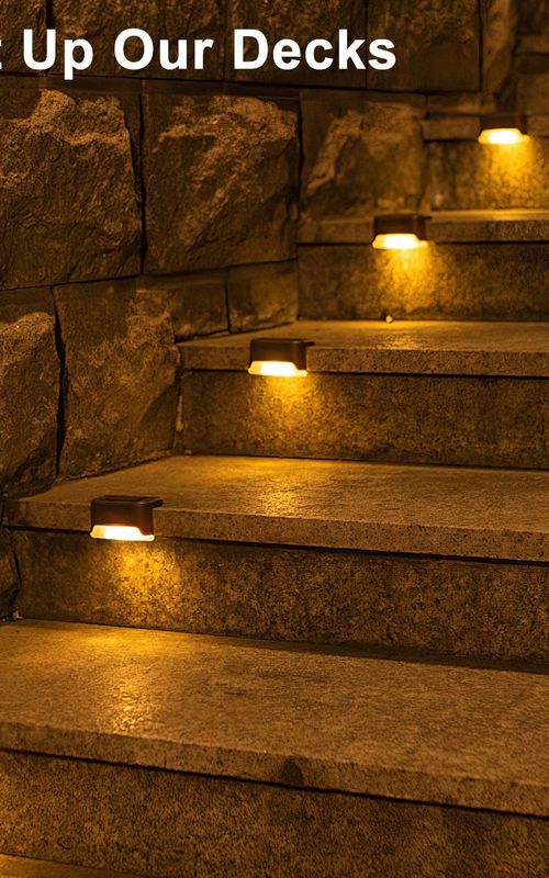 4 Pack Solar Deck Lights LED Solar Step Lights Waterproof Fence Lights For Outdoor Steps Fence