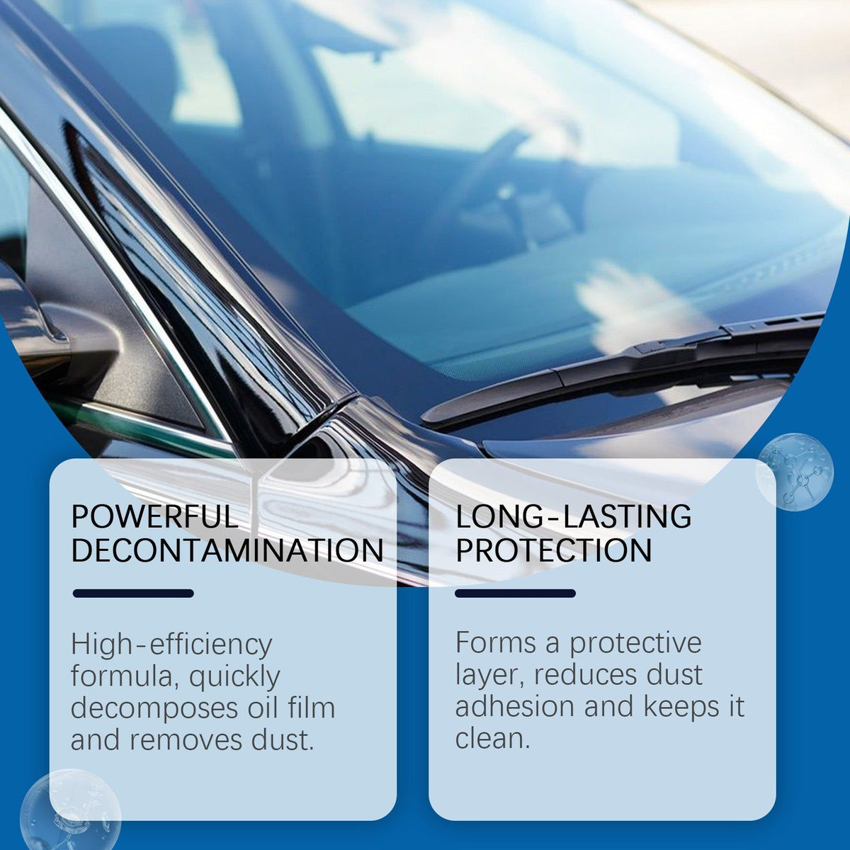 Car Glass Oil Film Cleaner, Anti-Rain, Anti-Fog, Windshield Wiper, Easy to Use ,1set