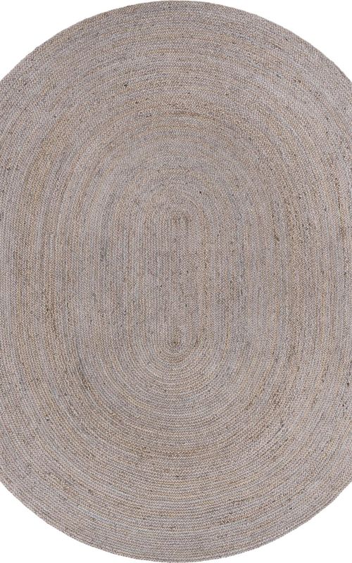 Modern Graphite Grey Oval Braided Cotton Rug | Versatile Neutral Hand-Woven Floor Rug