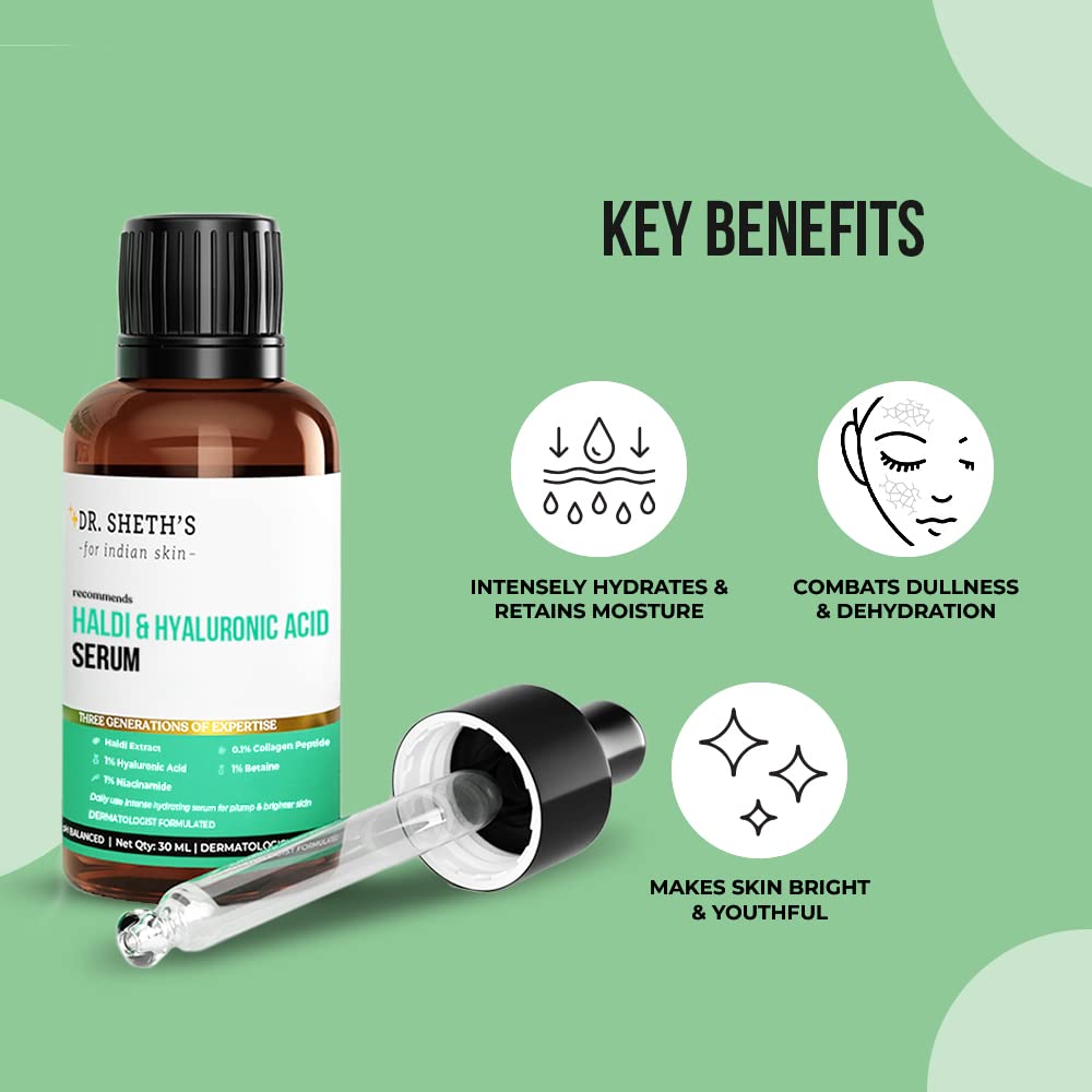 Dr. Sheth's Haldi & Hyaluronic Acid Serum - 30 Ml