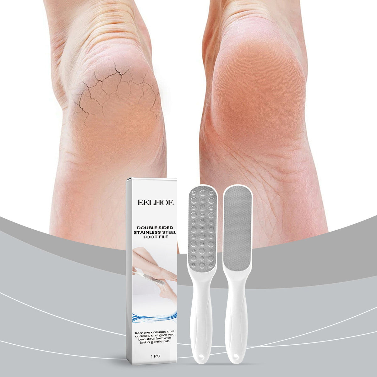 Callus Removal Foot File, Double-Sided Stainless Steel Pedicure Tool, Exfoliate & Smooth Feet ,1pcs