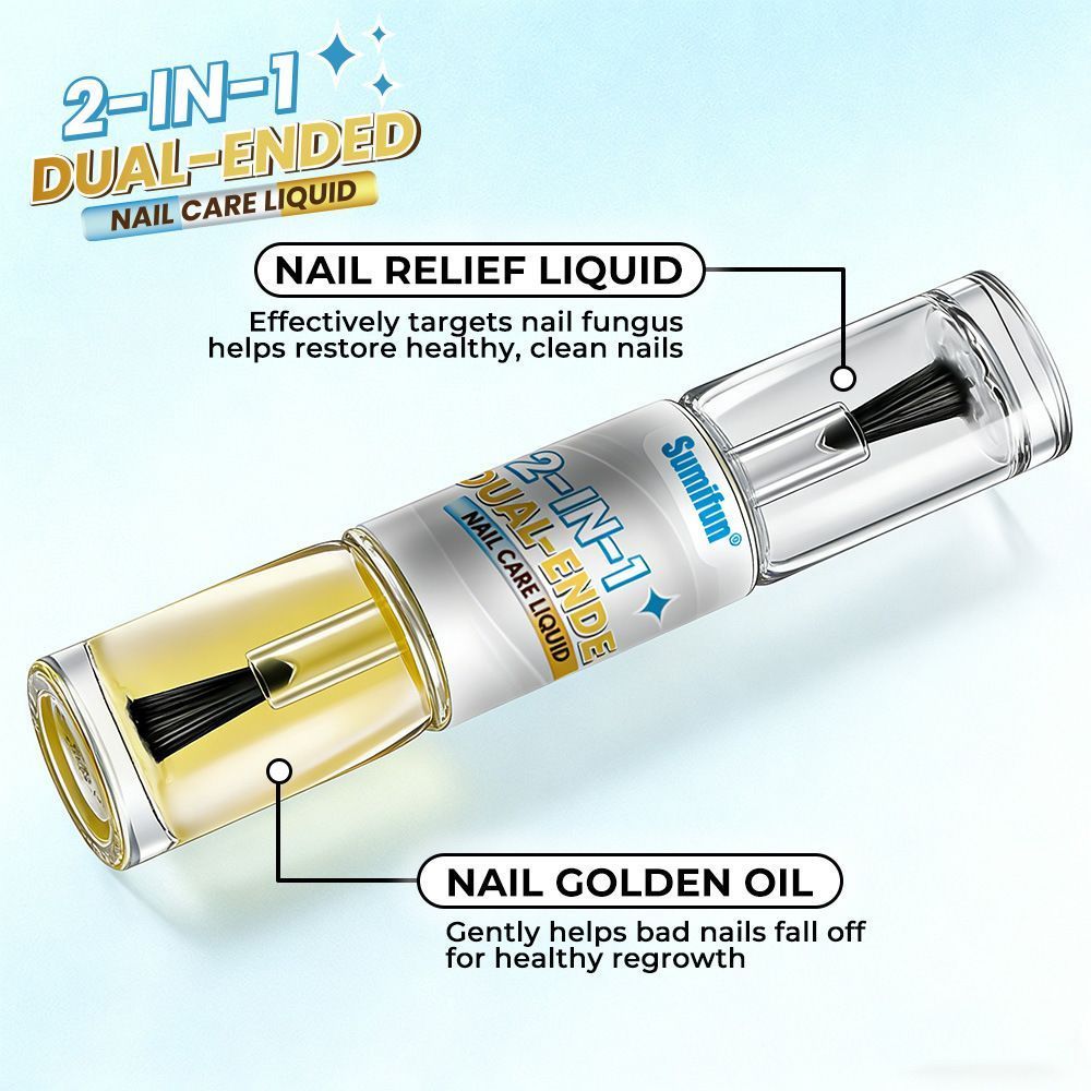 Sumifun 2-In-1 Dual-Ended Nail Care Liquid, Natural Herbal Nail Repair Oil for Discolored Damaged Nails