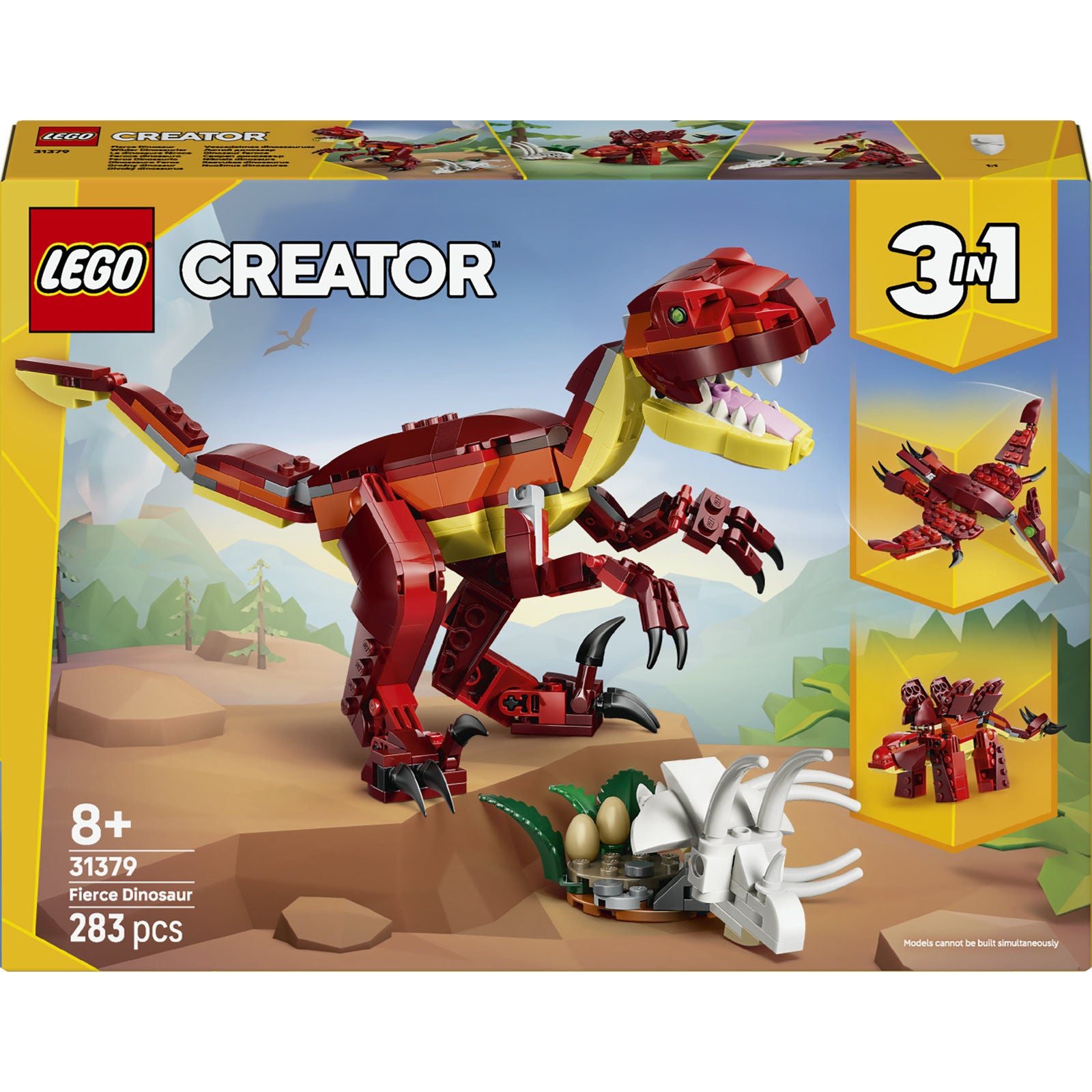 LEGO Creator 3 in 1 Fierce Dinosaur 31379 Building Toy Set 283 Pieces, For Age 8+ Years