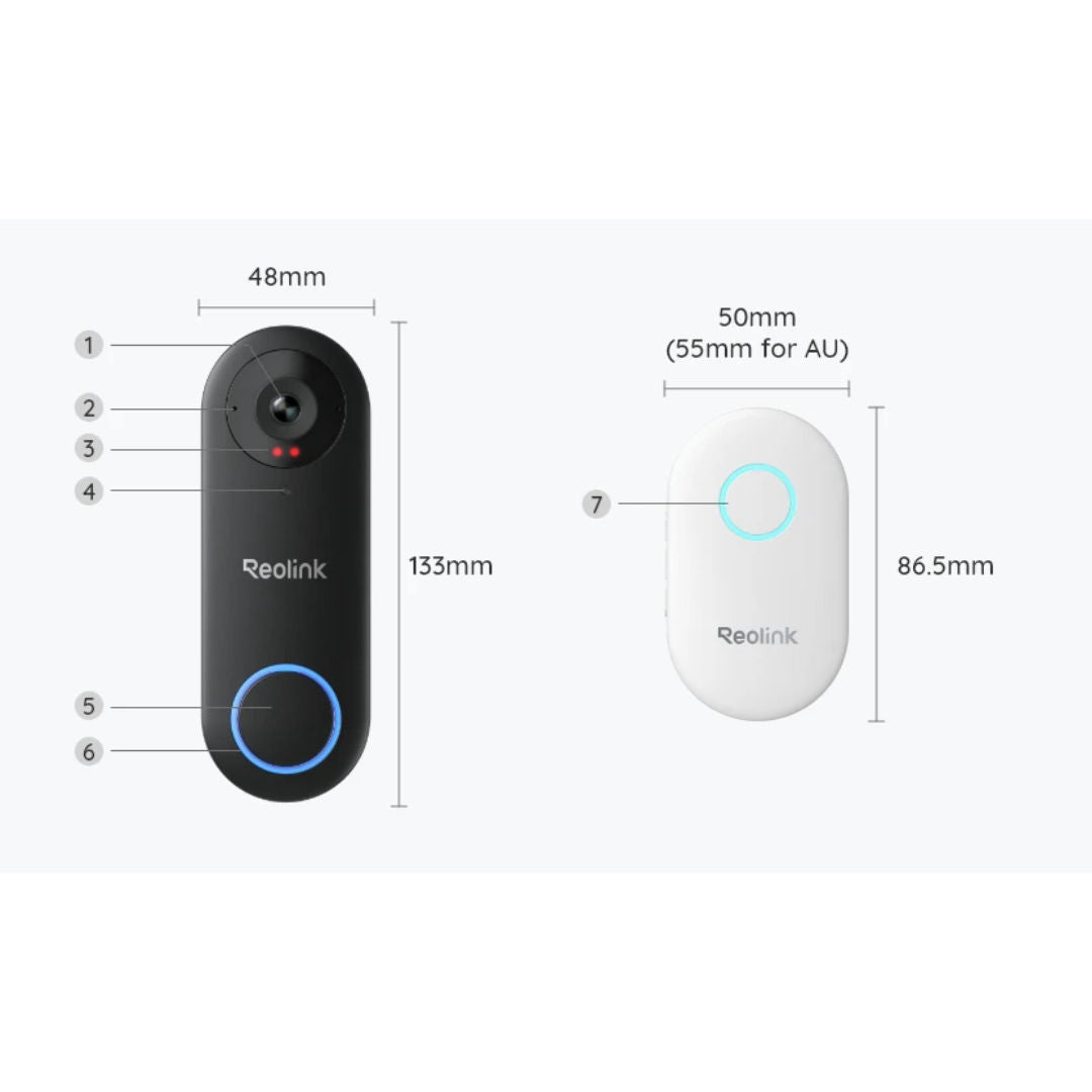 Reolink Video Doorbell WiFi VDB2K02W 5MP 2K+ Smart Wi-Fi Video Doorbell with Chime
