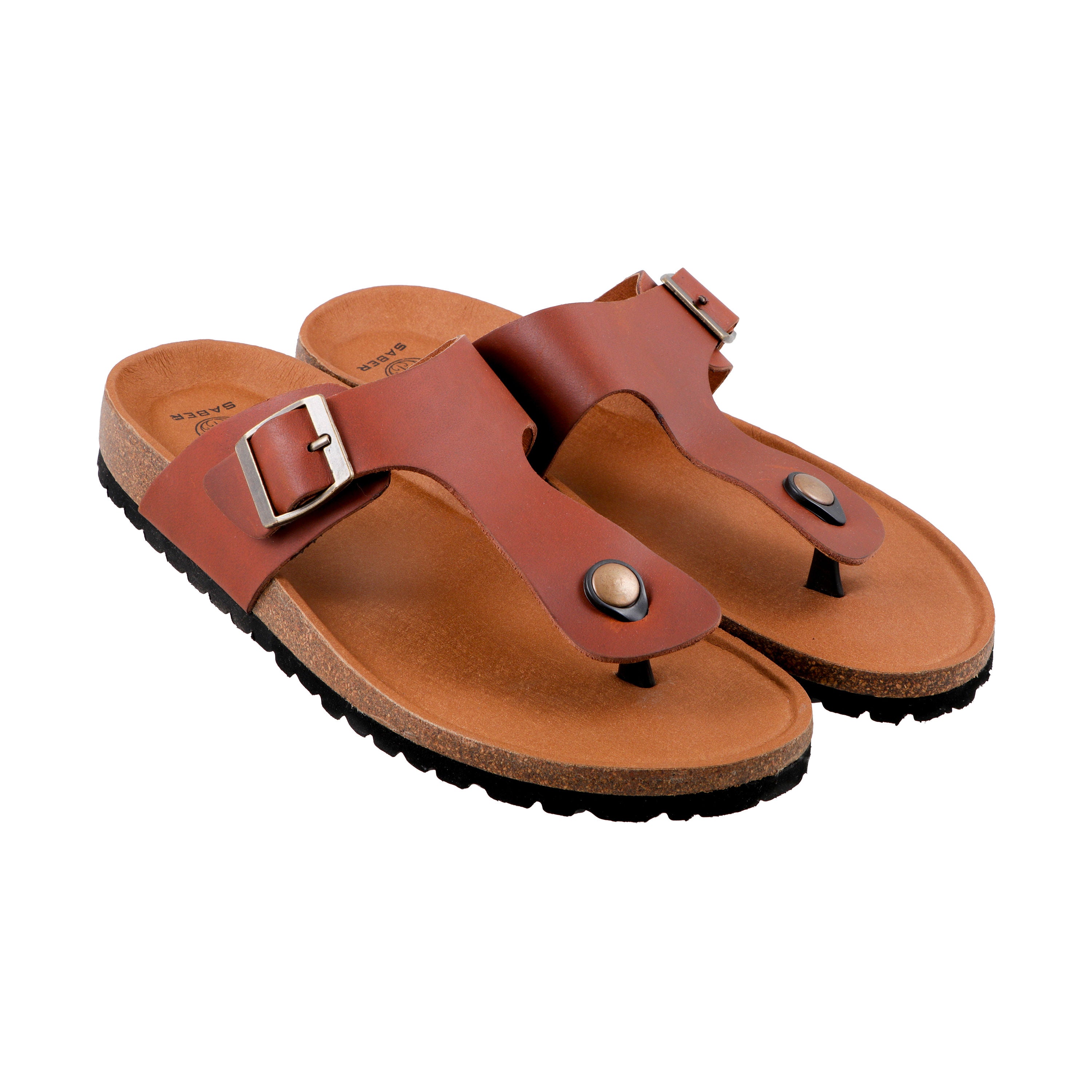 SABER BIRK -1 Men's Genuine Leather Sandals with Cork-Latex Footbed & EVA Sole