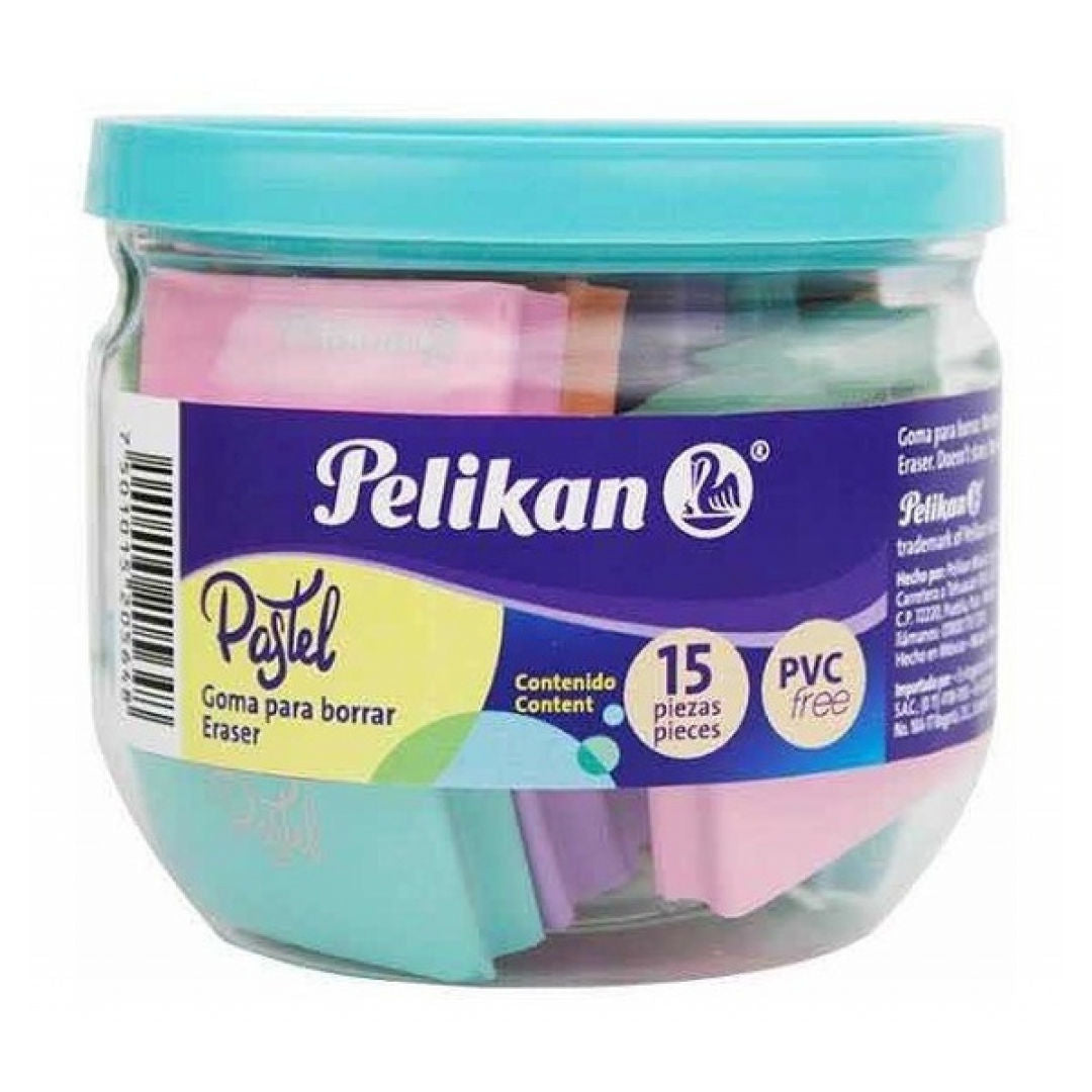 Pelikan Pastel Erasers Jar, 15 pieces, 6140319