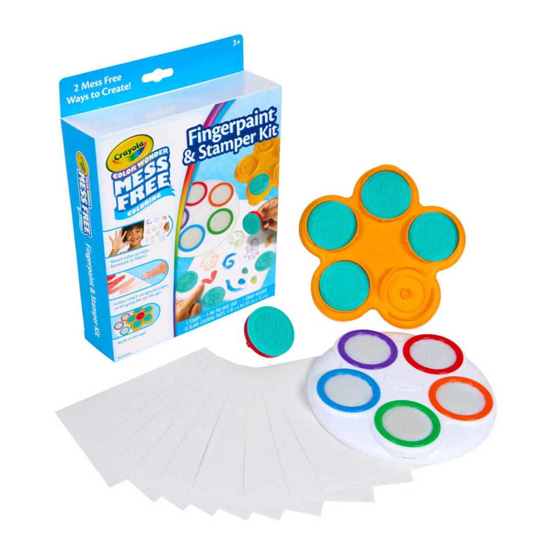 Crayola COLOR WONDER MESS FREE COLORING, Fingerpaint & Stamper Kit