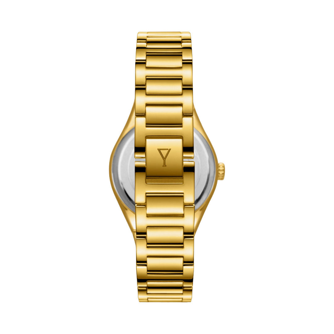 Ecstacy Women’s Analog Green Mother-of-Pearl Dial Gold Stainless Steel Watch, E23507-GBGMH