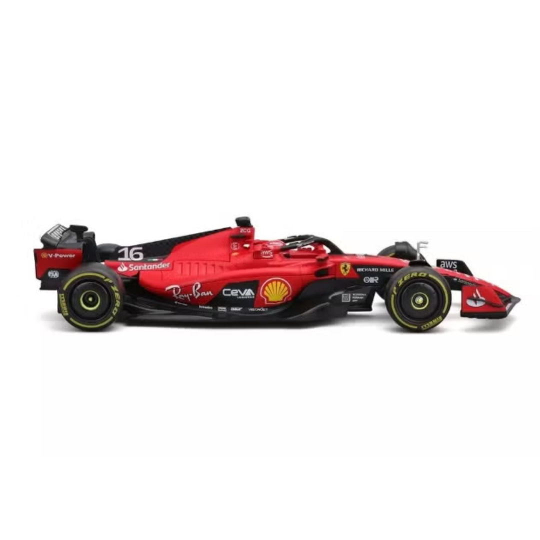 Bburago F1, Ferrari SF-23 #16, Charles Leclerc 2023, Die-Cast Car With Driver Helmet, 1:24, Red