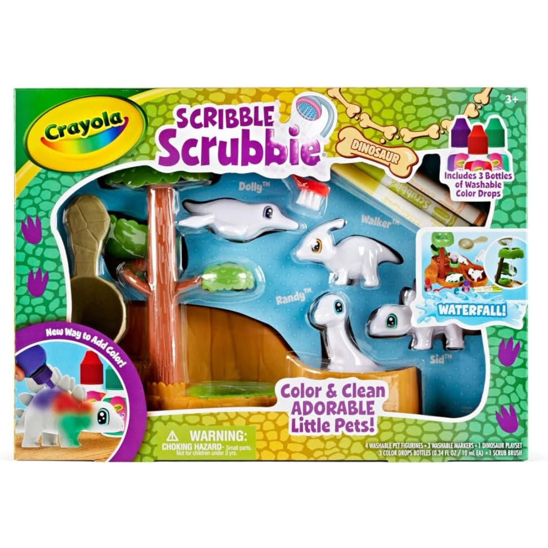 Crayola SCRIBBLE Scrubbie, Pets Dinosaur Waterslide Paint Kit