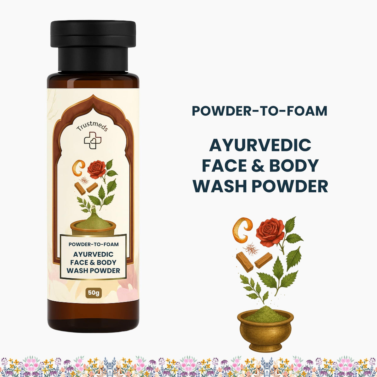 Trustmeds Ayurvedic Face Wash Powder & Vitamin C Face Gel Combo