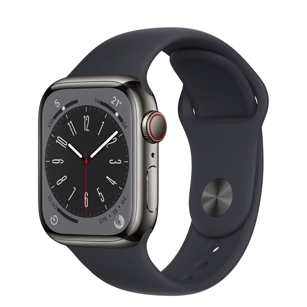 Series 8 GPS + Cellular 41mm Stainless Steel Case with Sport Band