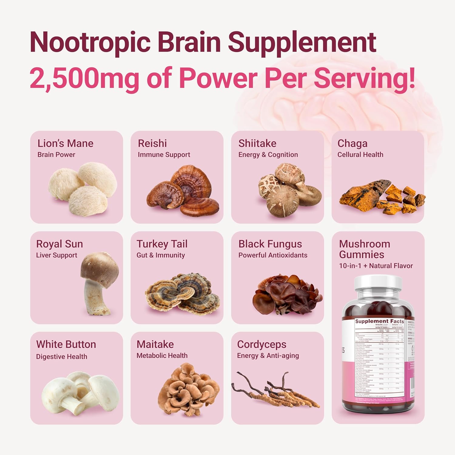 Purify Life Mushroom Complex Gummies 90 (Natural Raspberry Flavour)
