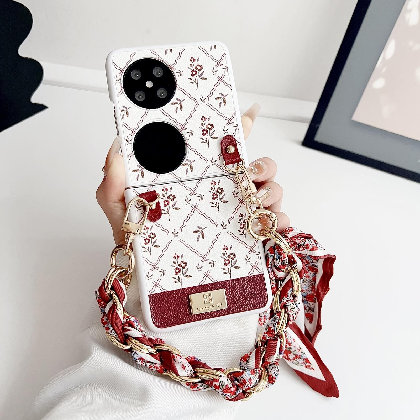 Luck Flower Pattern Strap Case For Huawei Pocket 2