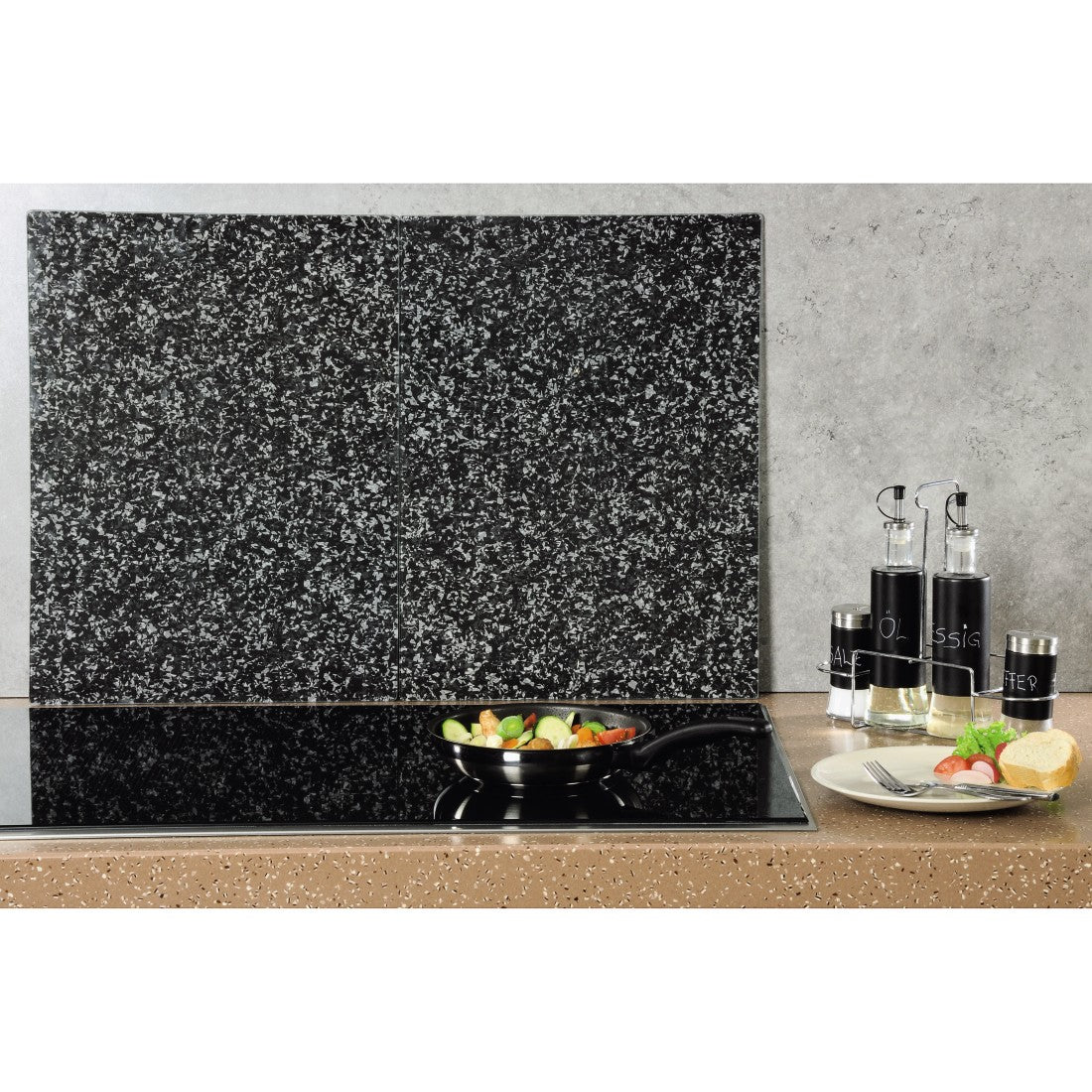 XAVAX 111516 Hob cover plate, pack of 2, "Granite" design, 52 cm x 40 cm