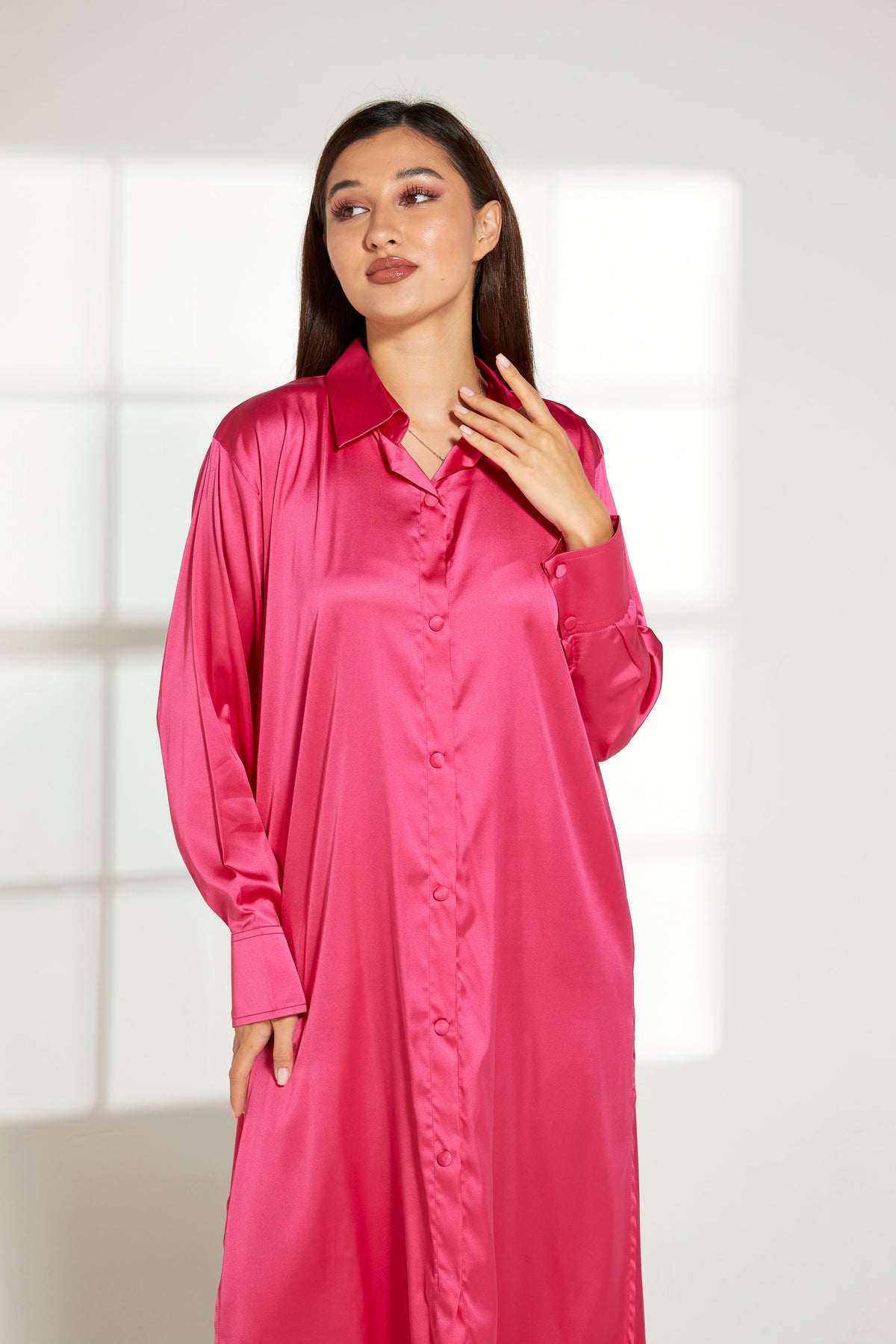 MOiSTREET Pink Silk Fabric Top and Pants Set