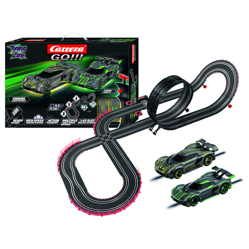 Carrera GO!!! Tuning Zone Slot Cars Racing Track Set 5.3m, 6+ years