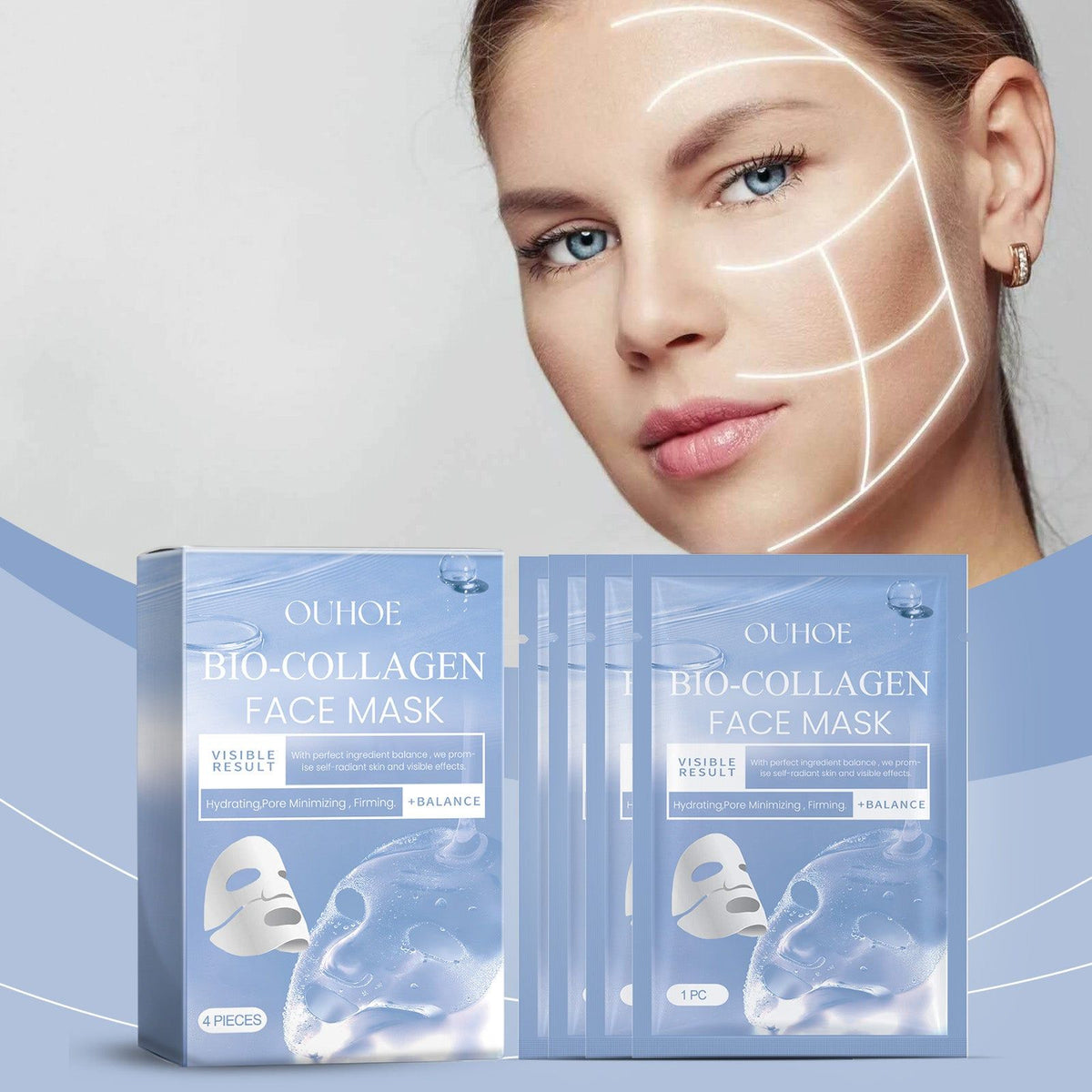 Collagen Mask Set for Firming Skin, Hydrating, Anti-Aging, Brightening ,4 pieces