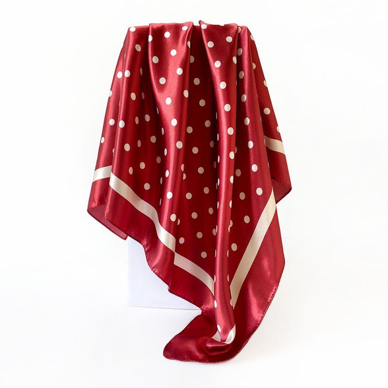 4Pcs Polka Dot Satin Square Scarf Set for Women 90cm
