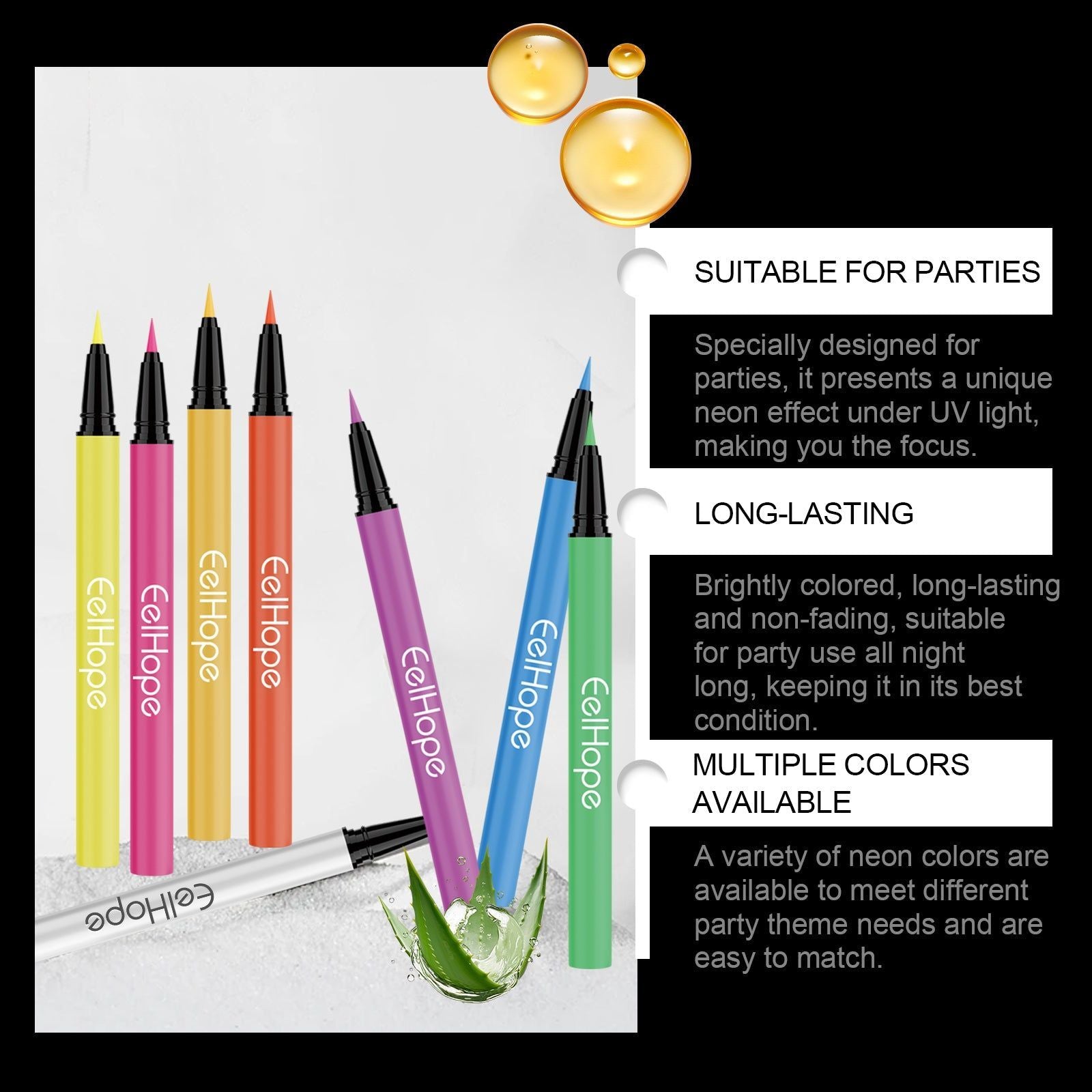 8 Color Neon Liquid Eyeliner, Vibrant Makeup Products for Creative Looks ,4.8g