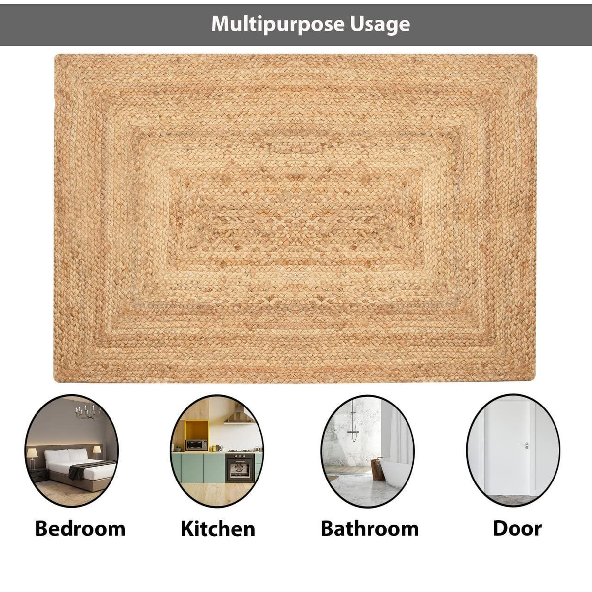EX 100% Natural Jute Hand Woven Rug For Living Room