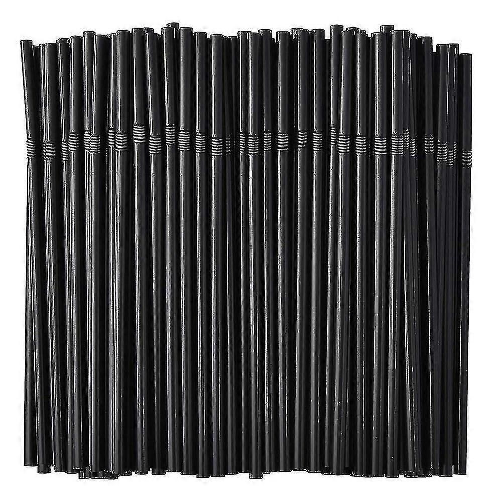500/200/100pcs Flexible Bendy Black Drinking Straws Plastic Disposable Straws zxin