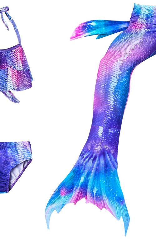 3pcs Set Girls Mermaid Tail Swimwear Beach Bikini Swimming Dress Princess Costume