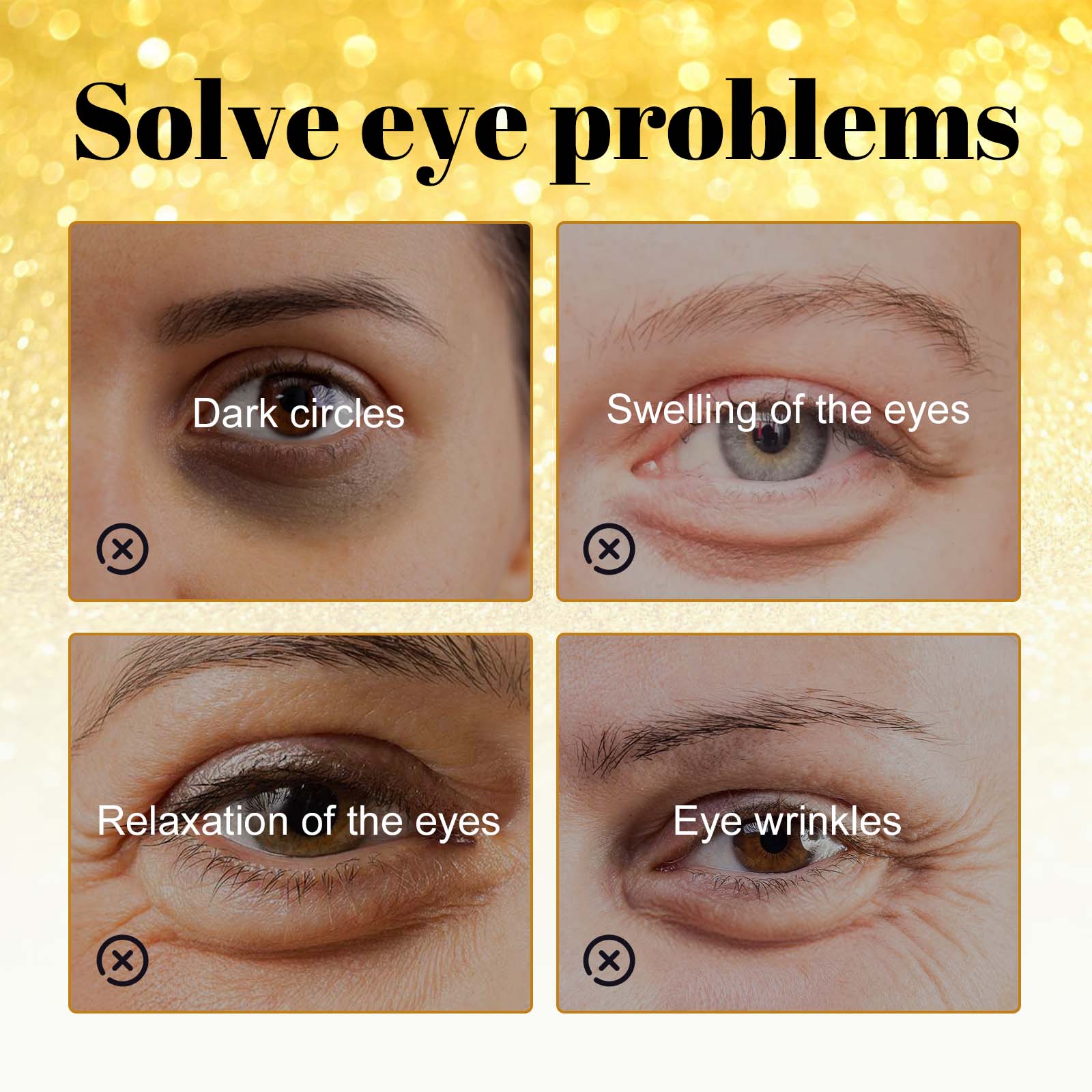 24K Gold Eye Mask, Anti-Wrinkle, Brightening, Moisturizing, Eye Care, Dark Circles, Youthful Skin ,60pcs