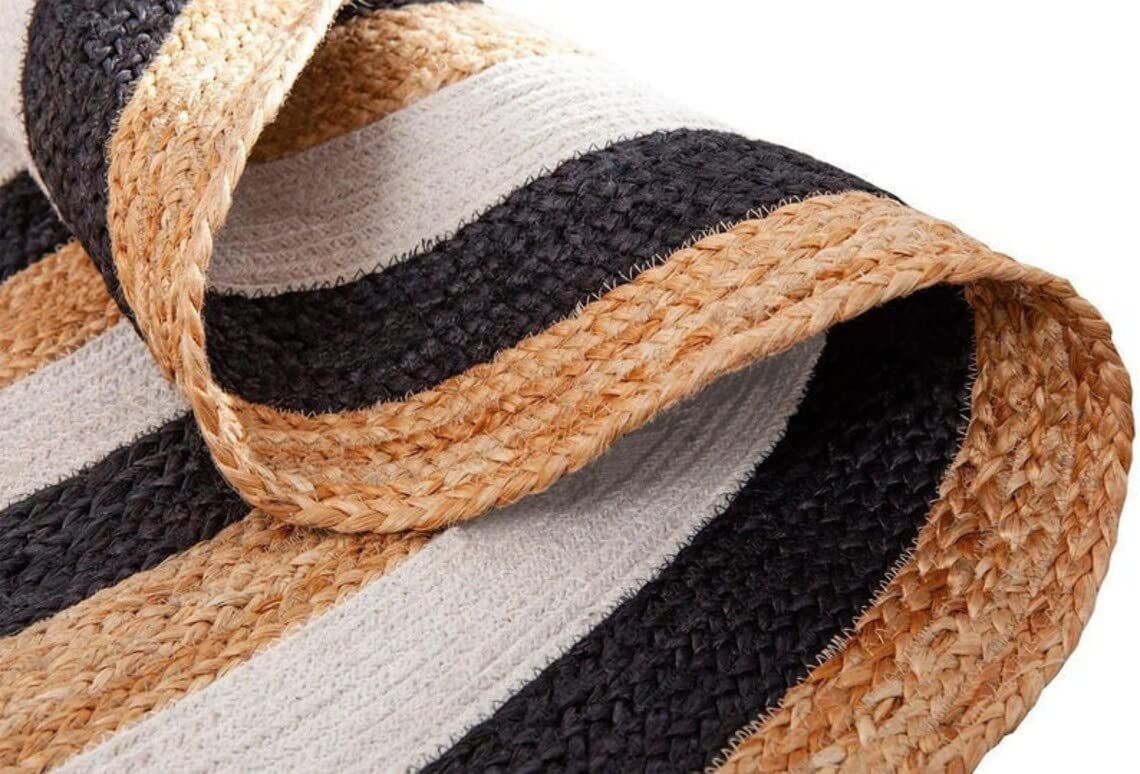 AIESY®  Beautiful Round Shape Reversible Jute Rug