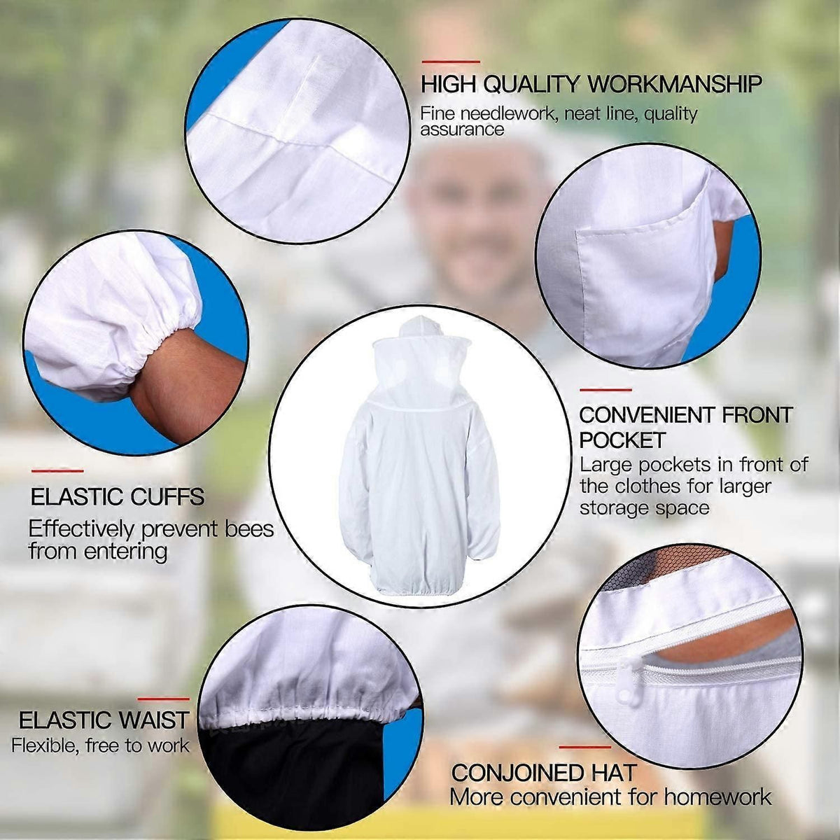 Professional Beekeeper Jacket With Removable Hat