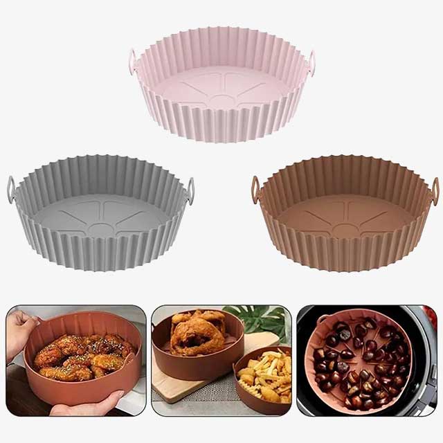 Silicone Tray for Air Fryer with Handle - Non-Stick, Heat-Resistant Cooking Tray for Easy Food Preparation & Cleanup