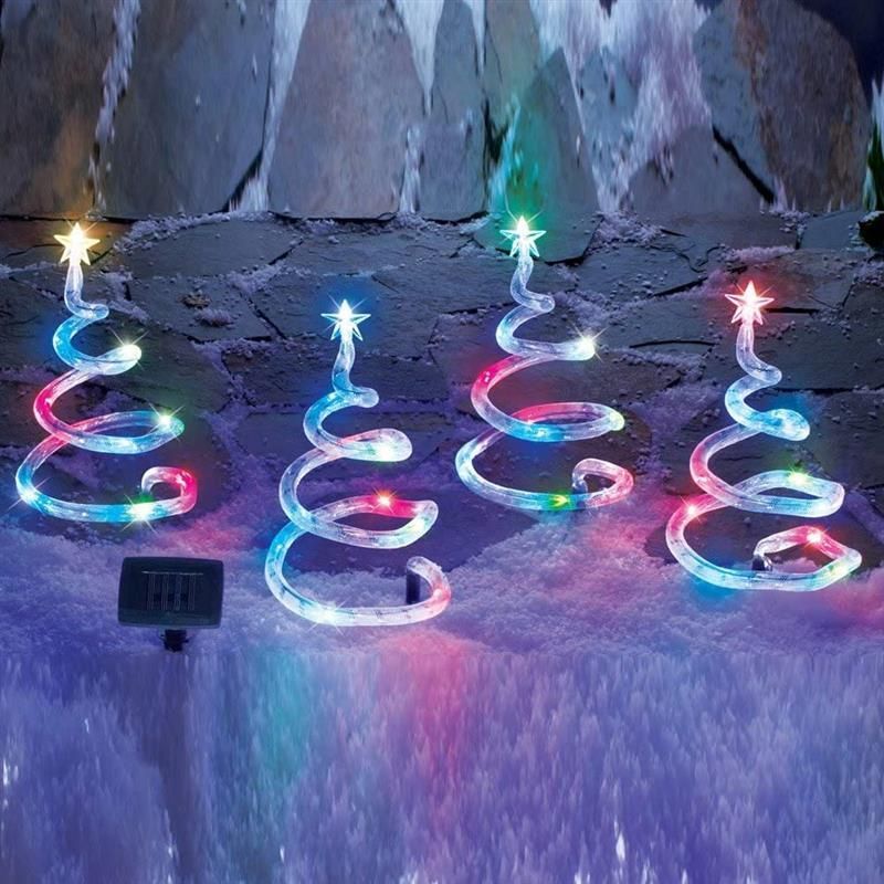 4pcs Solar LED Christmas Tree Decoration Garden Fairy Lights Waterproof Pathway Lamp