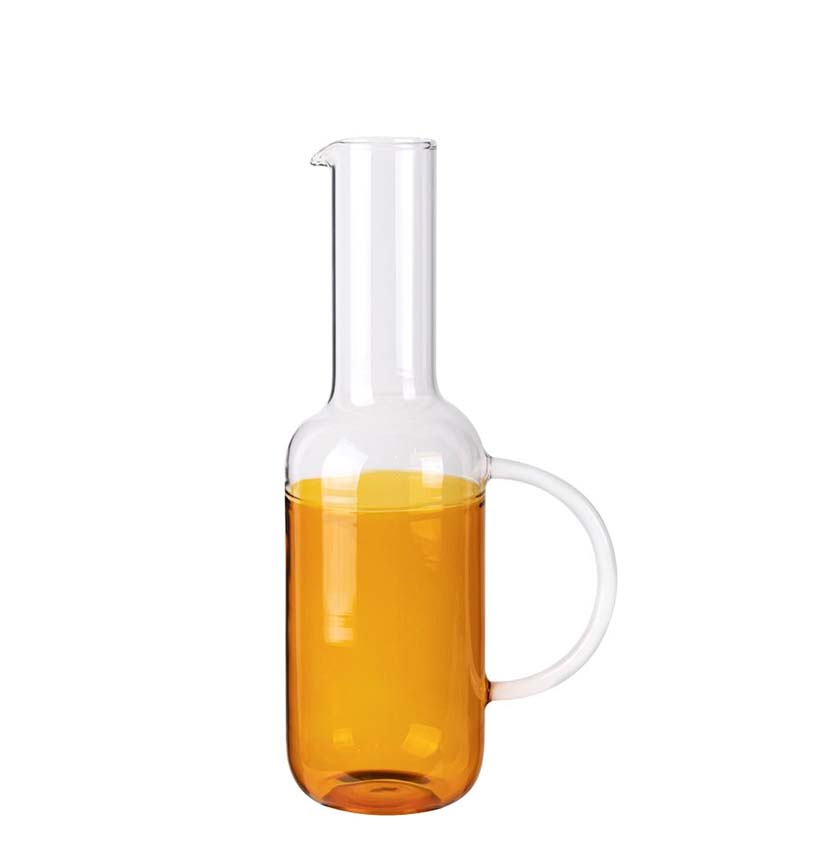 Modern Two-Tone Glass Carafe - Amber & Clear Pitcher