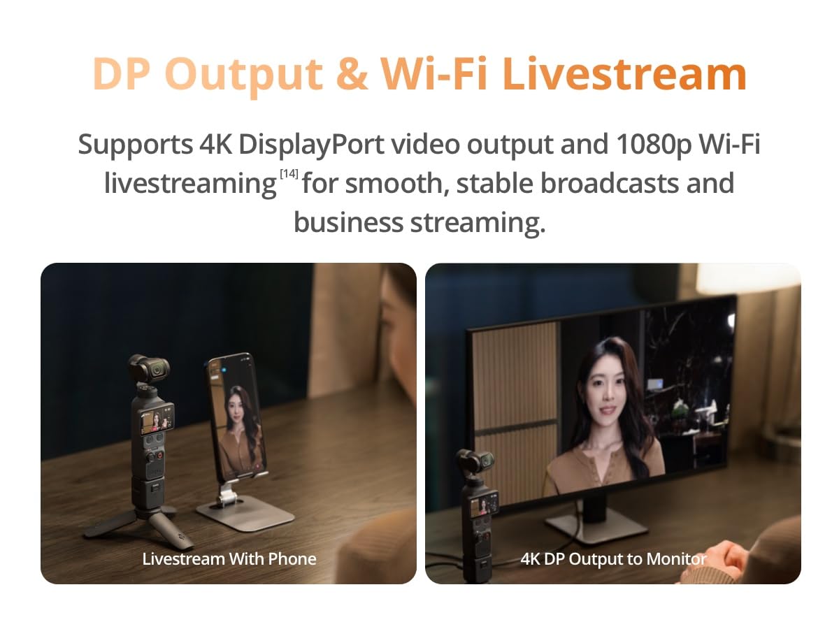 DJI Osmo Pocket 4 Creator Combo Handheld Gimbal Camera, 1" CMOS, 4K/240fps, 107GB Storage, Creator Kit