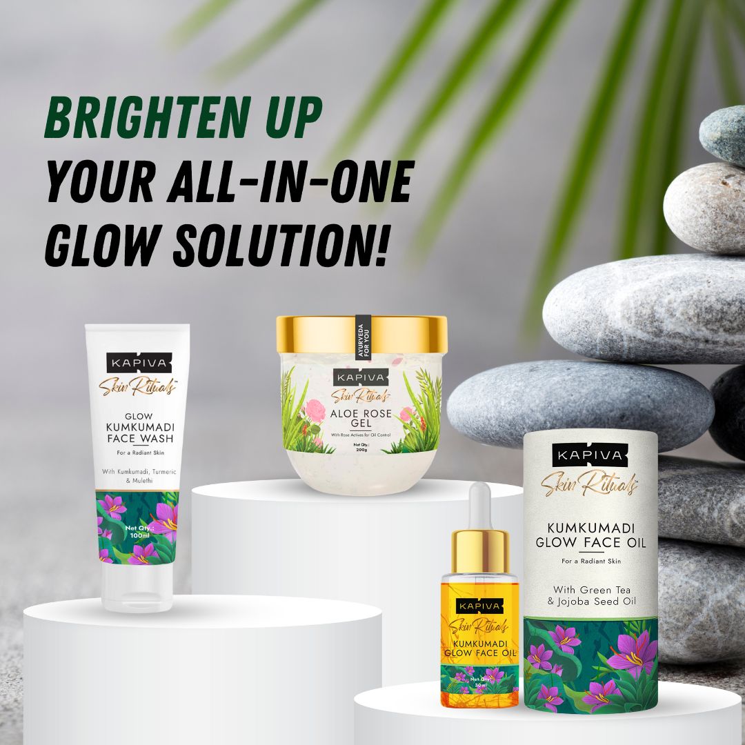 KAPIVA Glow Kumkumadi face Wash + Aloe Rose gel + Kumkumadi face oil combo